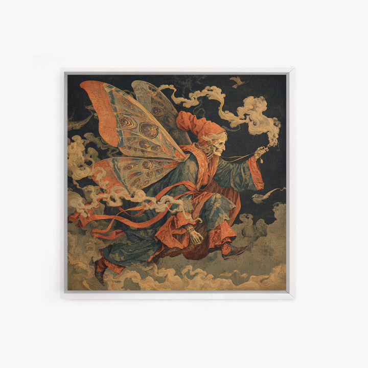 The Velvet Moth Witch, Danse Macabre Art, Square Wall Art, Dark Halloween Decor, Framed Canvas Print, Halloween Wall Art
