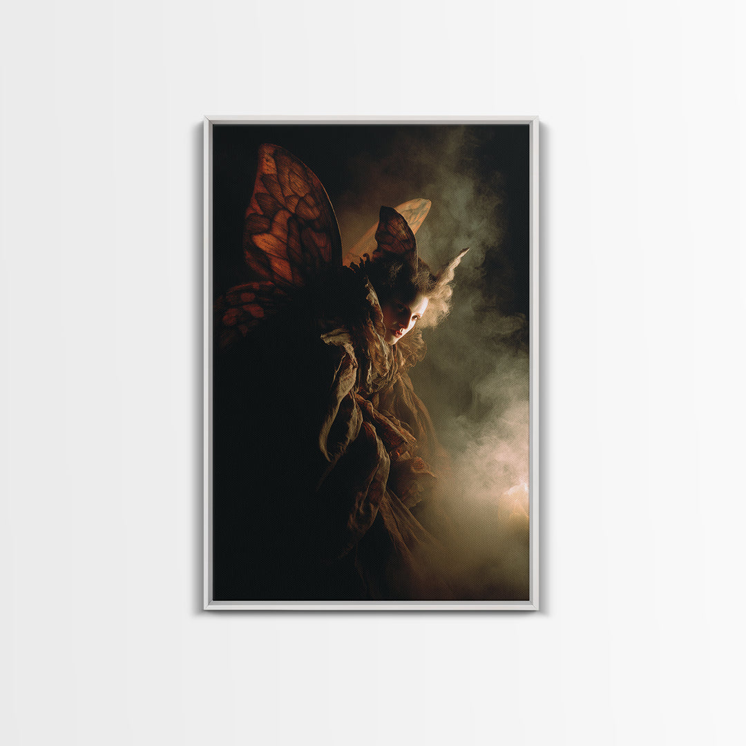 The Velvet Moth Witch, Gothic Nightmare Art, Vertical Wall Art, Gothic Horror Wall Art, Canvas Print, Halloween Wall Art