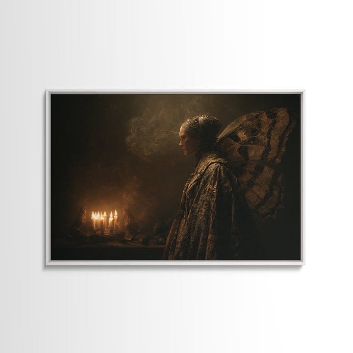 The Velvet Moth Witch, Symbolist Gothic Landscape, Landscape Wall Art, Gothic Horror Wall Art, Canvas Print, Halloween Wall Art