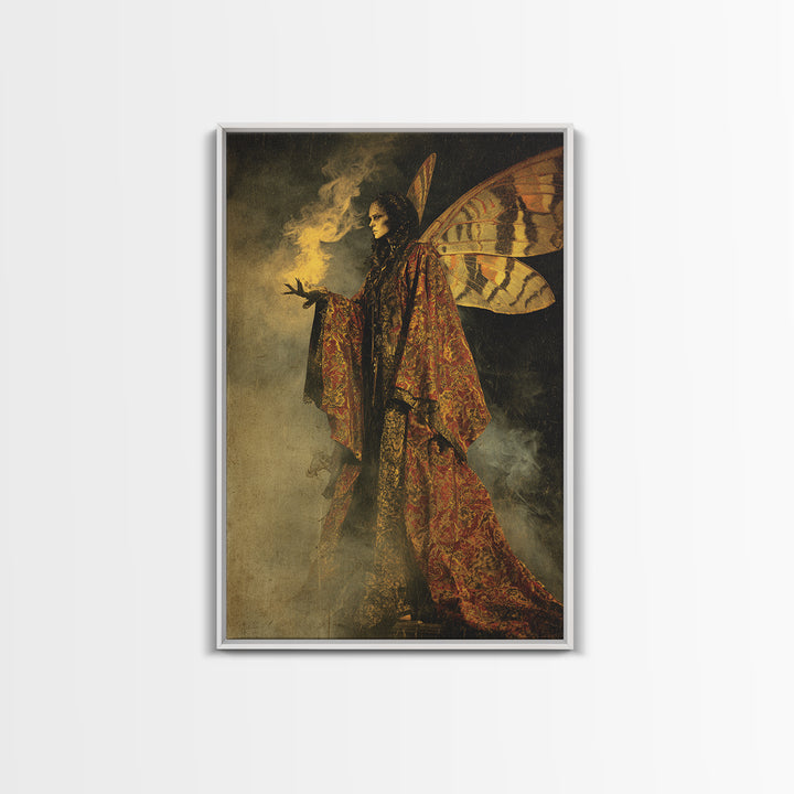 The Velvet Moth Witch, Decadent Gothic Art, Vertical Wall Art, Macabre Wall Art, Canvas Print, Halloween Wall Art, Horror Wall Art