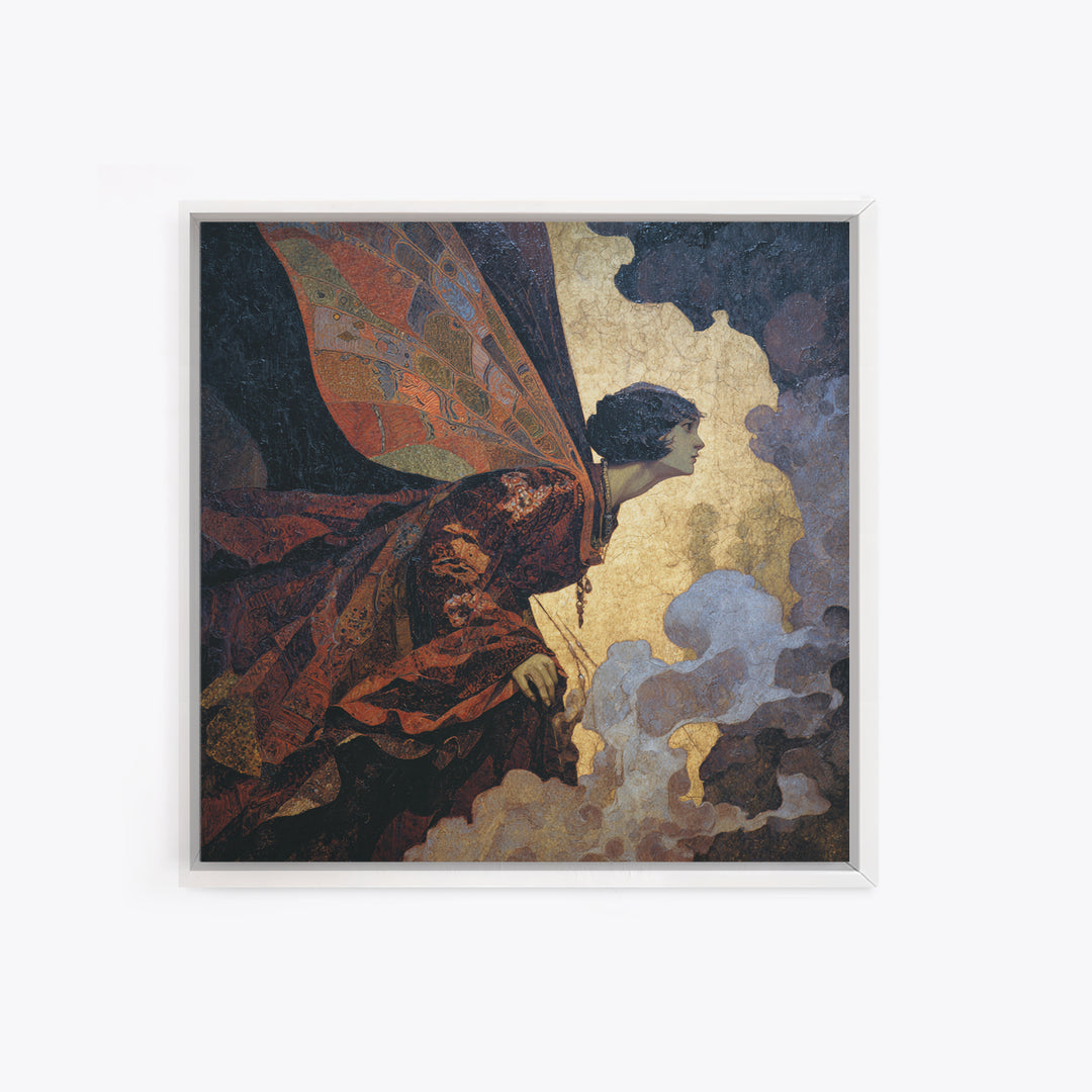 The Velvet Moth Witch, Dark Symbolist Art, Square Wall Art, Macabre Wall Art, Canvas Print, Halloween Wall Art
