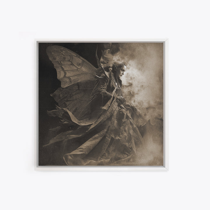 The Velvet Moth Witch, Biomechanical Horror Art, Square Wall Art, Gothic Horror Wall Art, Canvas Print, Halloween Wall Art, Dark Fantasy Art