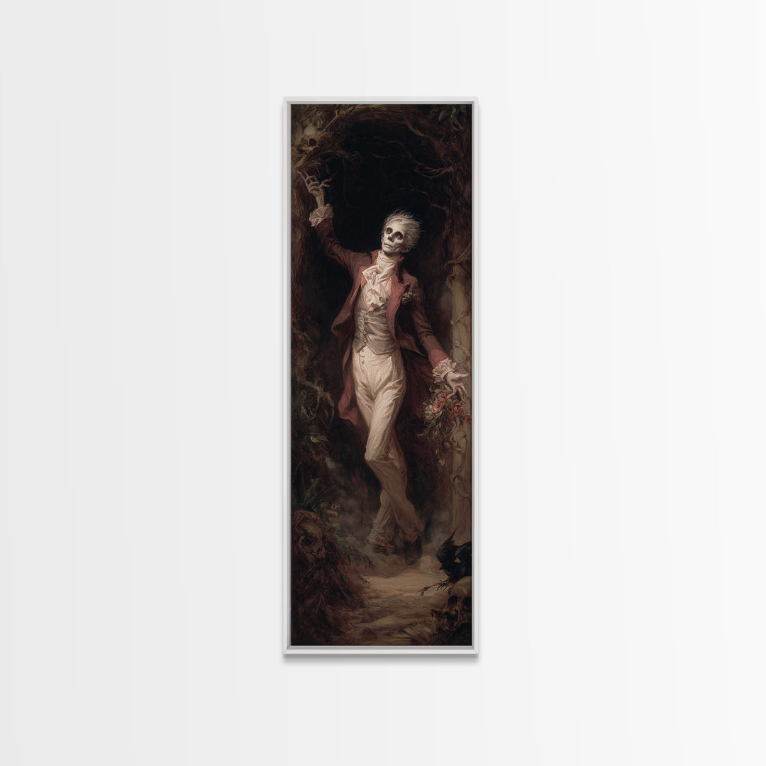 The Ghostly Groom, Gothic Nightmare Art, Tall Narrow Wall Art, Macabre Wall Art, Framed Canvas Print, Halloween Wall Art