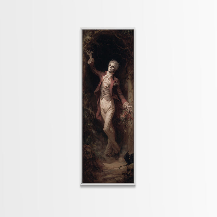 The Ghostly Groom, Gothic Nightmare Art, Tall Narrow Wall Art, Macabre Wall Art, Framed Canvas Print, Halloween Wall Art