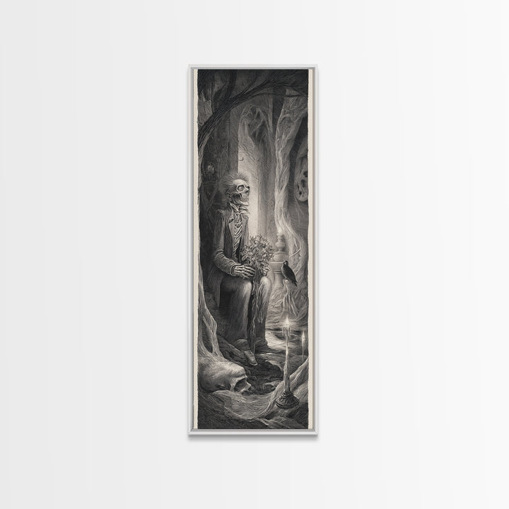 The Ghostly Groom, Expressionist Nightmare Art, Tall Narrow Wall Art, Dark Halloween Decor, Framed Canvas Print, Halloween Wall Art