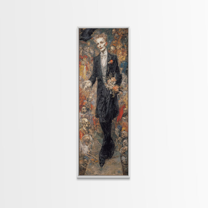The Ghostly Groom, Grotesque Carnival Art, Tall Narrow Wall Art, Dark Fantasy Wall Art, Canvas Print, Halloween Wall Art, Horror Wall Art