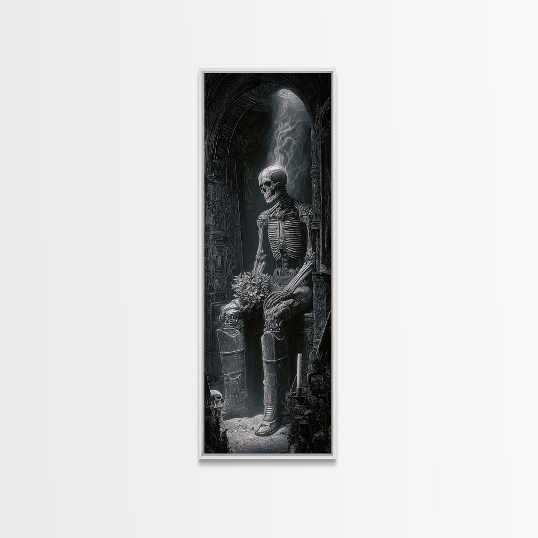 The Ghostly Groom, Biomechanical Horror Art, Tall Narrow Wall Art, Gothic Horror Wall Art, Canvas Print, Halloween Wall Art