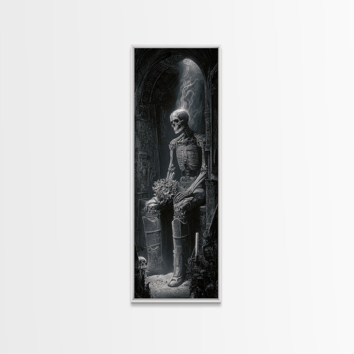 The Ghostly Groom, Biomechanical Horror Art, Tall Narrow Wall Art, Gothic Horror Wall Art, Canvas Print, Halloween Wall Art