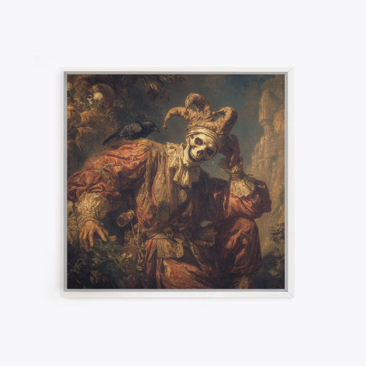The Phantom Jester, Baroque Witchcraft Art, Square Wall Art, Dark Halloween Decor, Canvas Print, Halloween Wall Art, Gothic Home Decor