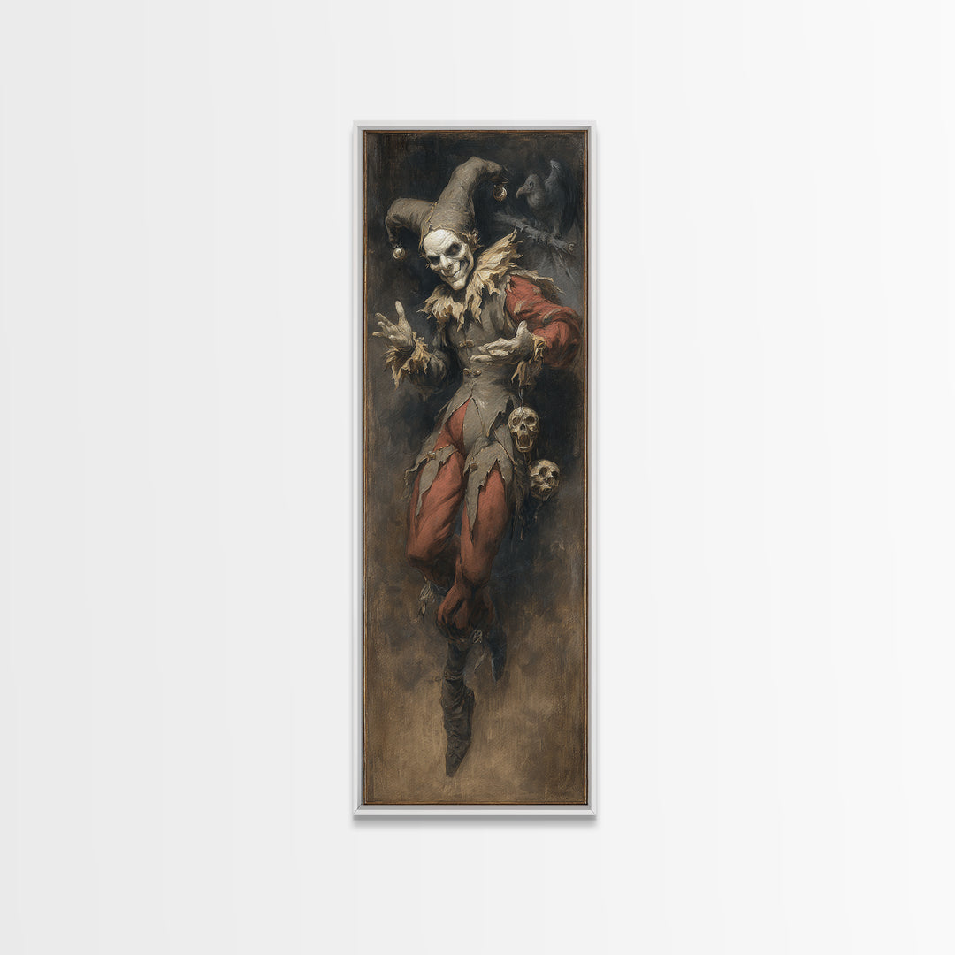 The Phantom Jester, Gothic Nightmare Art, Tall Narrow Wall Art, Macabre Wall Art, Canvas Print, Halloween Wall Art, Gothic Home Decor