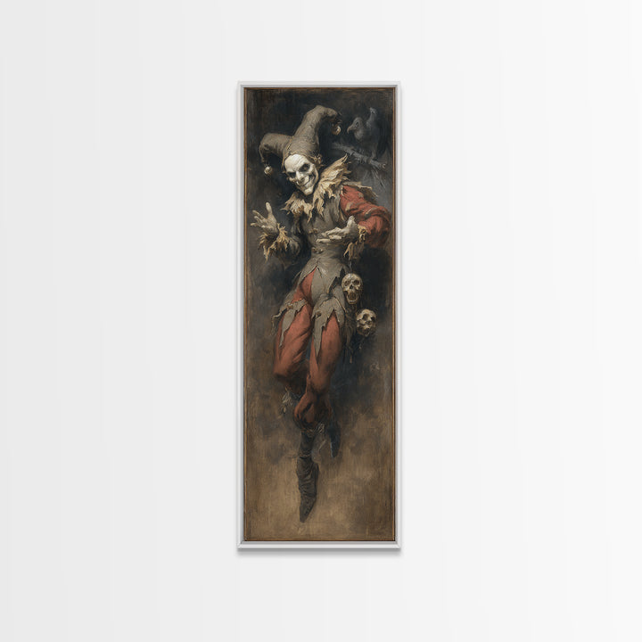 The Phantom Jester, Gothic Nightmare Art, Tall Narrow Wall Art, Macabre Wall Art, Canvas Print, Halloween Wall Art, Gothic Home Decor
