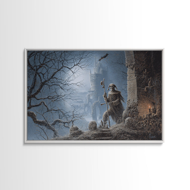 The Phantom Jester, Romantic Gothic Landscape, Landscape Wall Art, Dark Fantasy Wall Art, Canvas Print, Halloween Wall Art