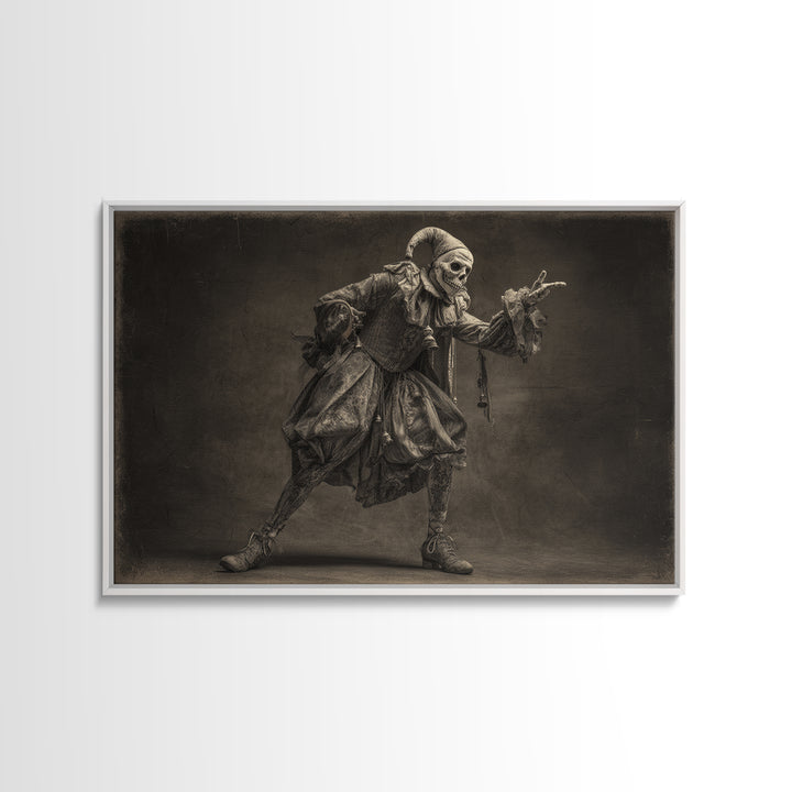 The Phantom Jester, Expressionist Nightmare Art, Landscape Wall Art, Dark Halloween Decor, Framed Canvas Print, Halloween Wall Art