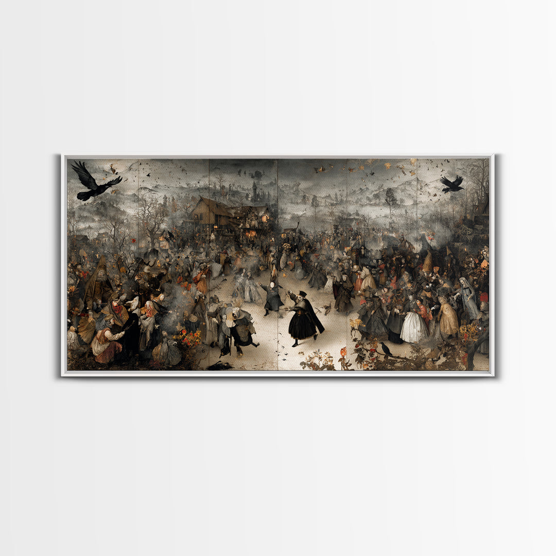 The Marionette Master, Northern Renaissance Horror, Wide Panoramic Art, Dark Halloween Decor, Canvas Print, Halloween Wall Art