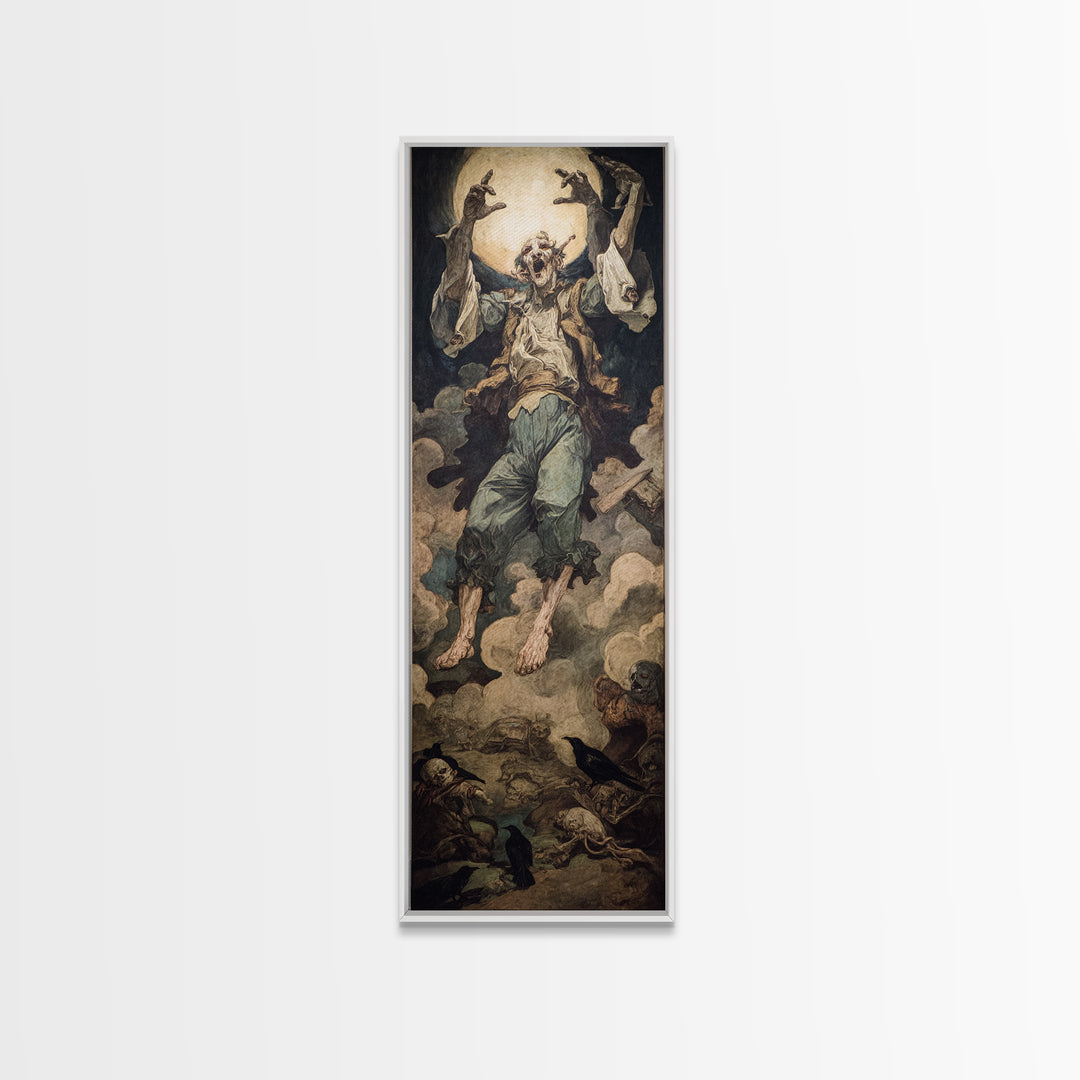 The Marionette Master, Dark Renaissance Art, Tall Narrow Wall Art, Macabre Wall Art, Framed Canvas Print, Halloween Wall Art