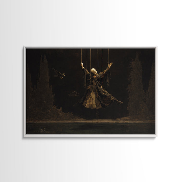 The Marionette Master, Symbolist Gothic Landscape, Landscape Wall Art, Dark Fantasy Wall Art, Framed Canvas Print, Halloween Wall Art