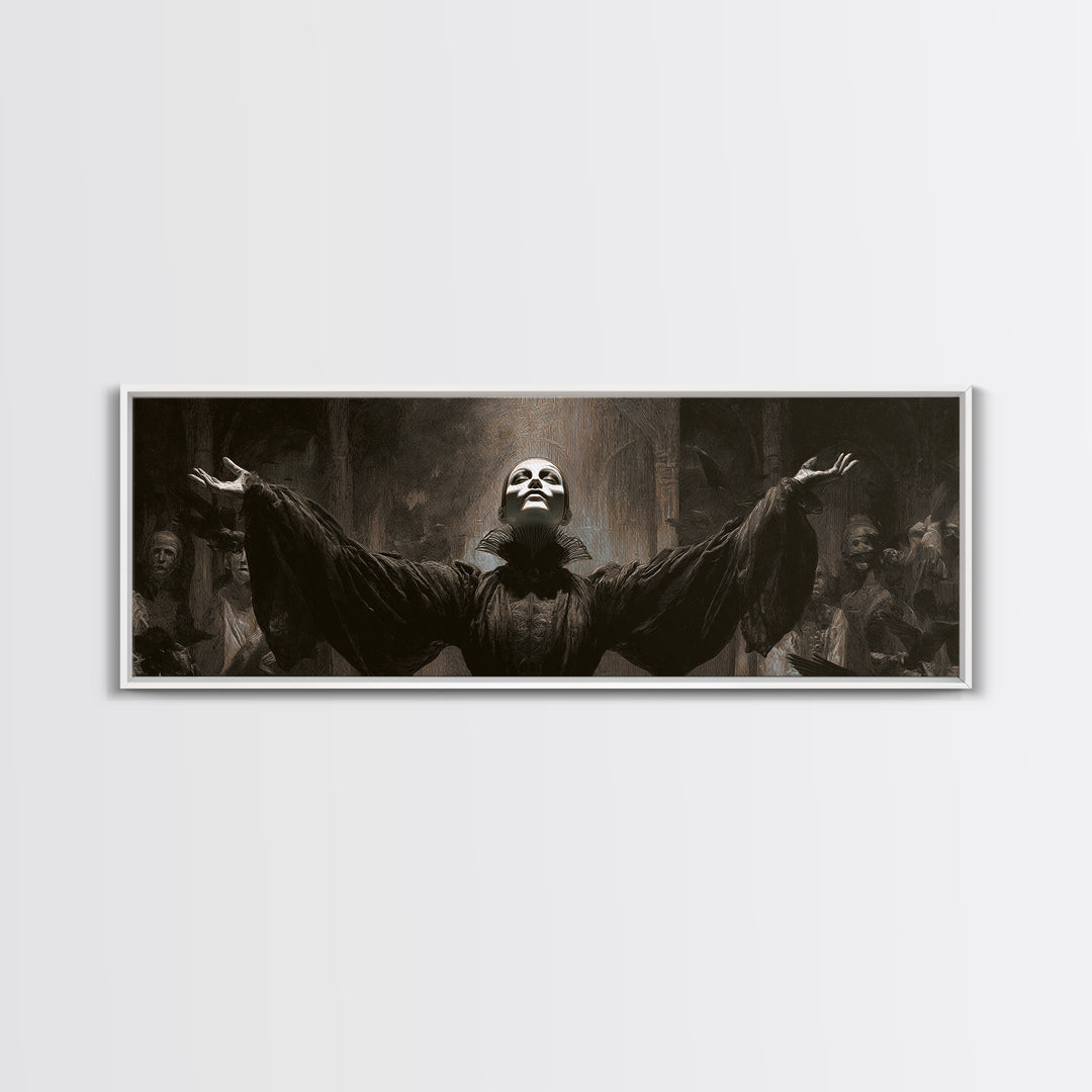 The Marionette Master, Dark Symbolist Art, Extra Wide Wall Art, Macabre Wall Art, Framed Canvas Print, Halloween Wall Art