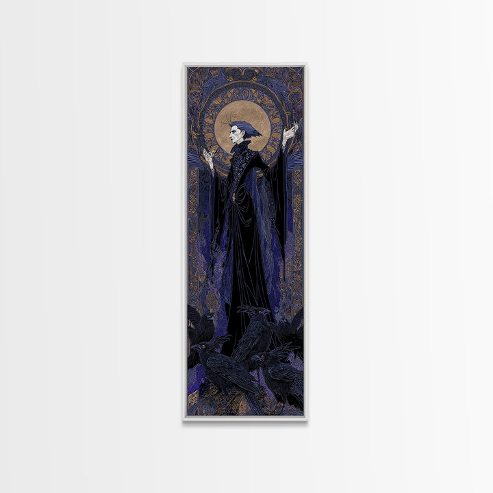 The Marionette Master, Stained Glass Gothic Art, Tall Narrow Wall Art, Dark Halloween Decor, Canvas Print, Halloween Wall Art