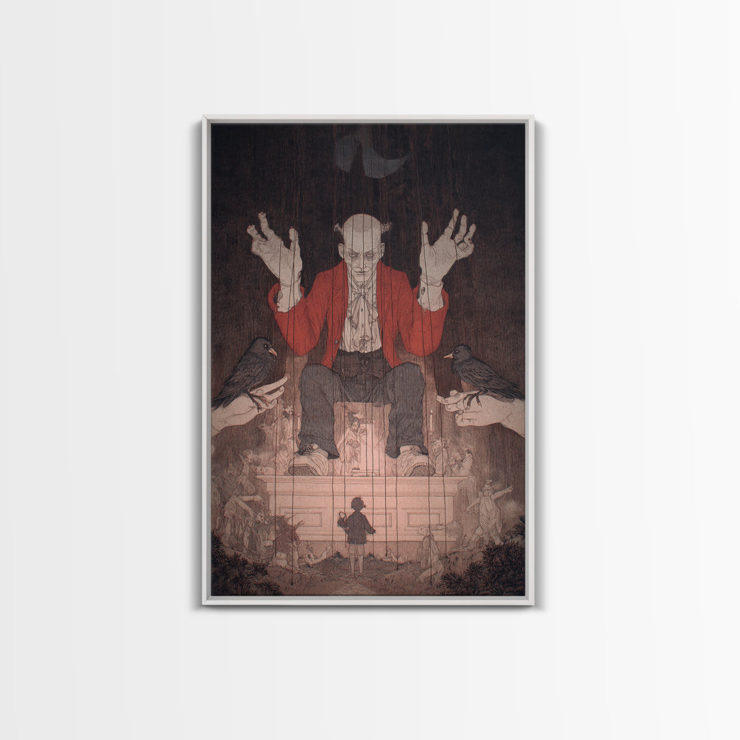 The Marionette Master, Victorian Macabre Art, Vertical Wall Art, Dark Fantasy Wall Art, Canvas Print, Halloween Wall Art