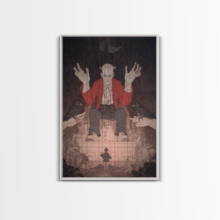 The Marionette Master, Victorian Macabre Art, Vertical Wall Art, Dark Fantasy Wall Art, Canvas Print, Halloween Wall Art