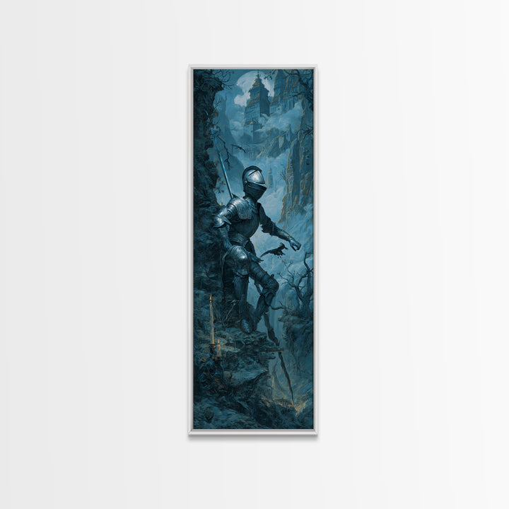 The Spectral Knight, Baroque Witchcraft Art, Tall Narrow Wall Art, Gothic Horror Wall Art, Canvas Print, Halloween Wall Art