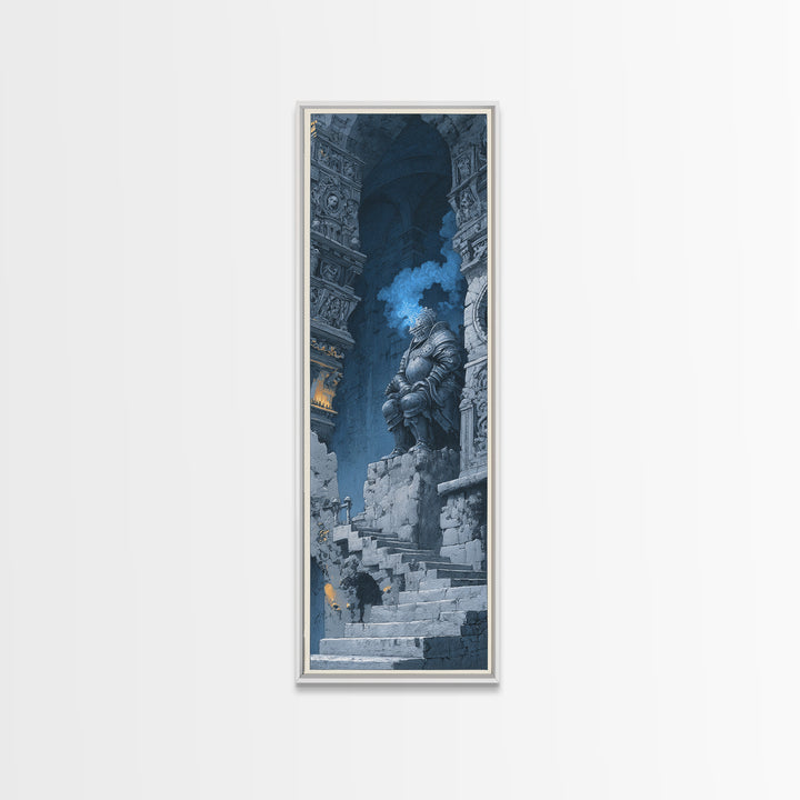 The Spectral Knight, Architectural Etching Art, Tall Narrow Wall Art, Macabre Wall Art, Framed Canvas Print