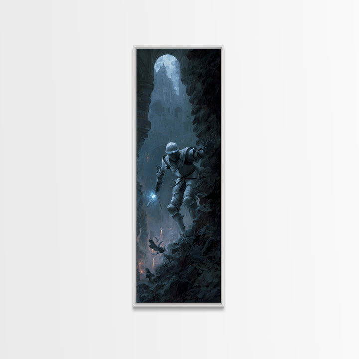 The Spectral Knight, Apocalyptic Romantic Art, Tall Narrow Wall Art, Macabre Wall Art, Canvas Print, Halloween Wall Art, Seasonal Home Decor