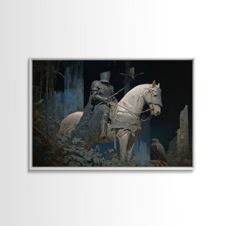 The Spectral Knight, Symbolist Gothic Landscape, Landscape Wall Art, Gothic Horror Wall Art, Canvas Print, Halloween Wall Art
