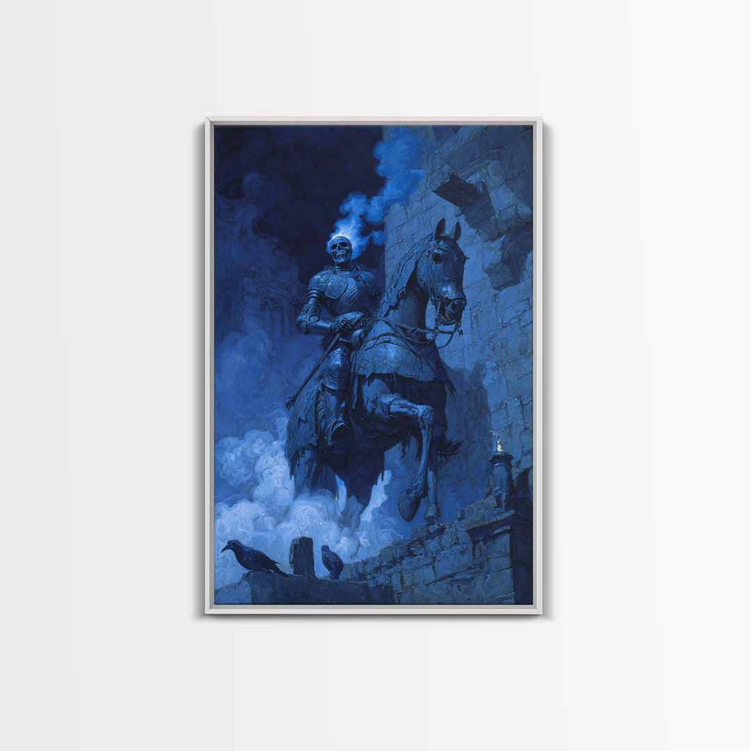 The Spectral Knight, Decadent Gothic Art, Vertical Wall Art, Gothic Horror Wall Art, Framed Canvas Print, Halloween Wall Art