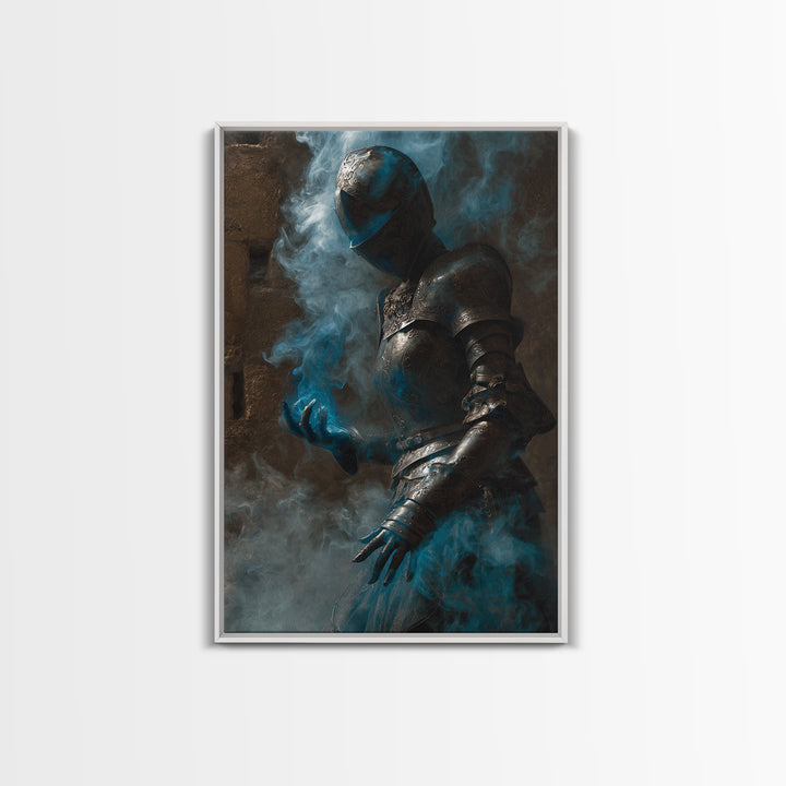 The Spectral Knight, Dark Symbolist Art, Vertical Wall Art, Dark Halloween Decor, Canvas Print, Halloween Wall Art