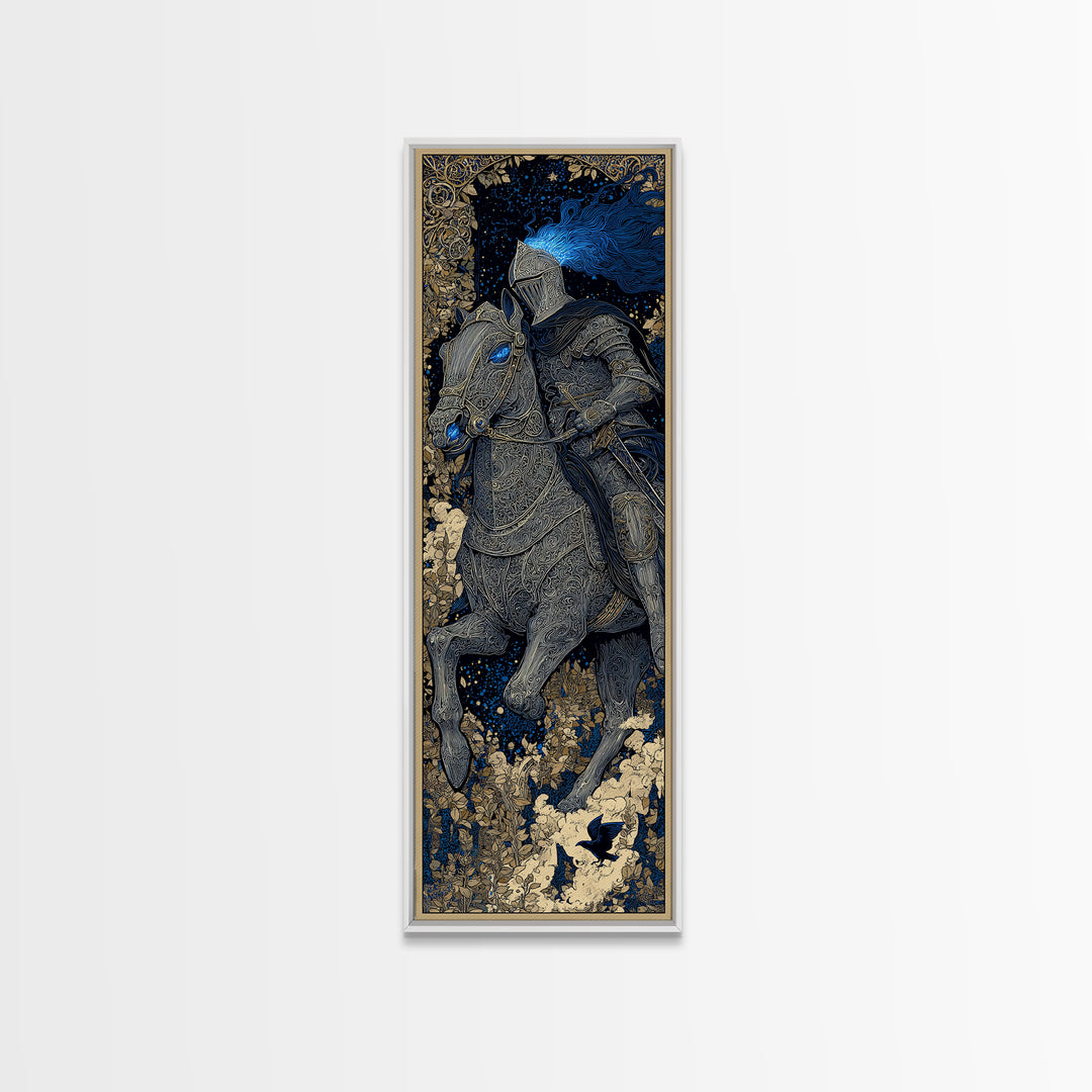 The Spectral Knight, Stained Glass Gothic Art, Tall Narrow Wall Art, Macabre Wall Art, Canvas Print, Halloween Wall Art, Dark Fantasy Art