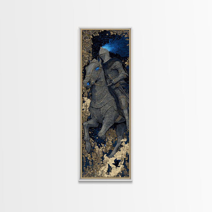 The Spectral Knight, Stained Glass Gothic Art, Tall Narrow Wall Art, Macabre Wall Art, Canvas Print, Halloween Wall Art, Dark Fantasy Art