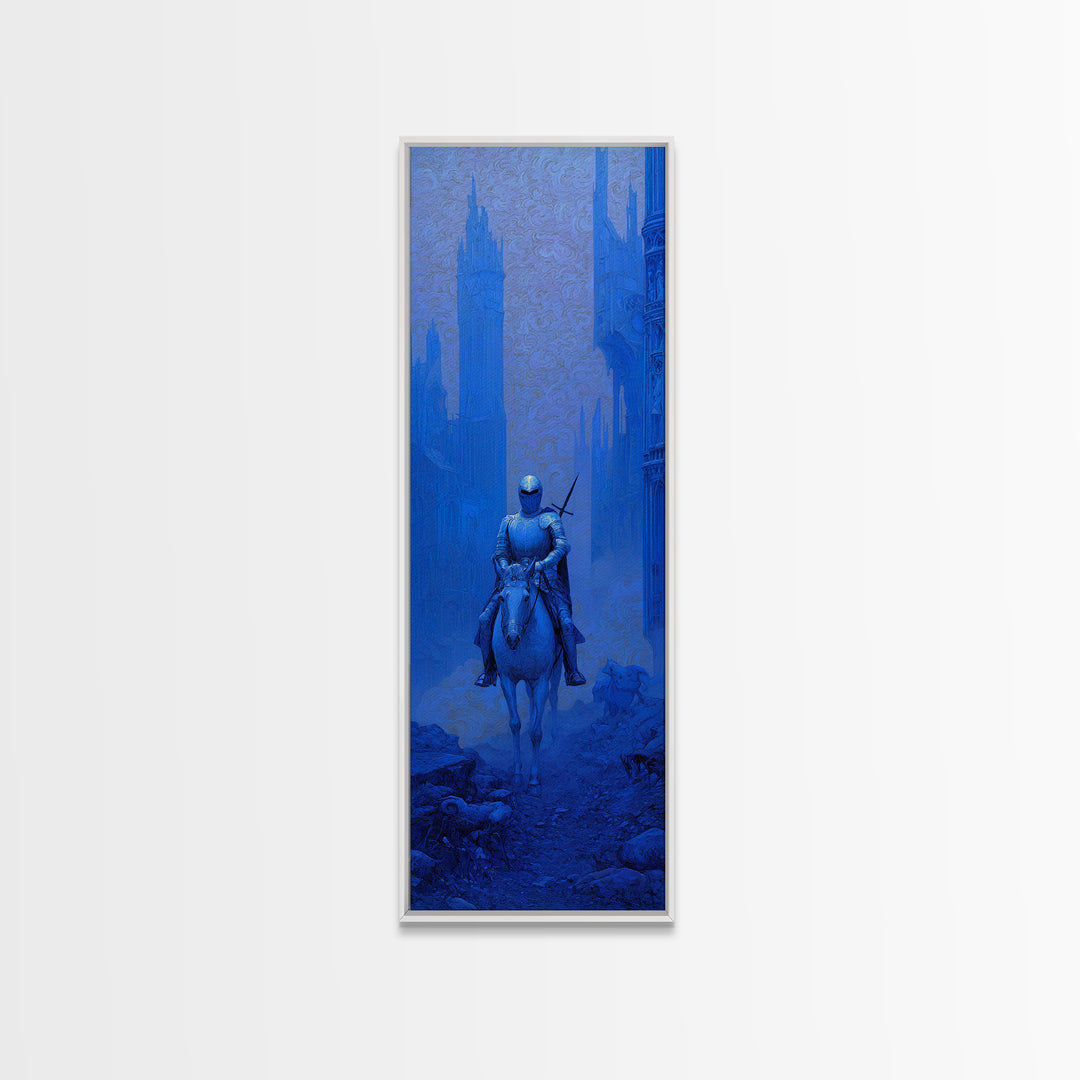 The Spectral Knight, Surreal Apocalyptic Art, Tall Narrow Wall Art, Dark Fantasy Wall Art, Canvas Print, Halloween Wall Art