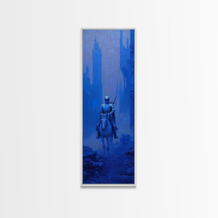 The Spectral Knight, Surreal Apocalyptic Art, Tall Narrow Wall Art, Dark Fantasy Wall Art, Canvas Print, Halloween Wall Art