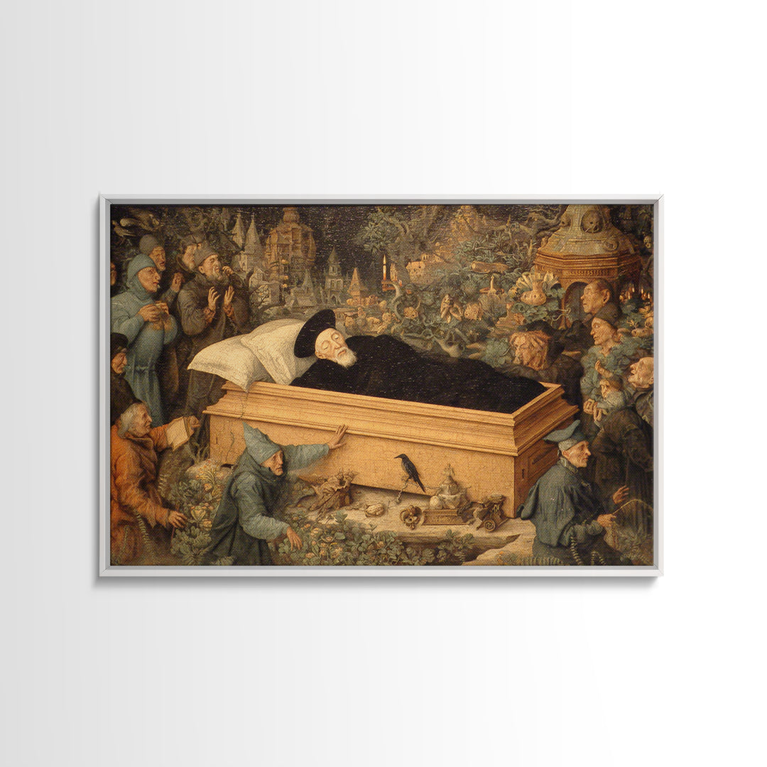 The Coffin Sleeper, Medieval Grotesque Art, Landscape Wall Art, Macabre Wall Art, Framed Canvas Print, Halloween Wall Art
