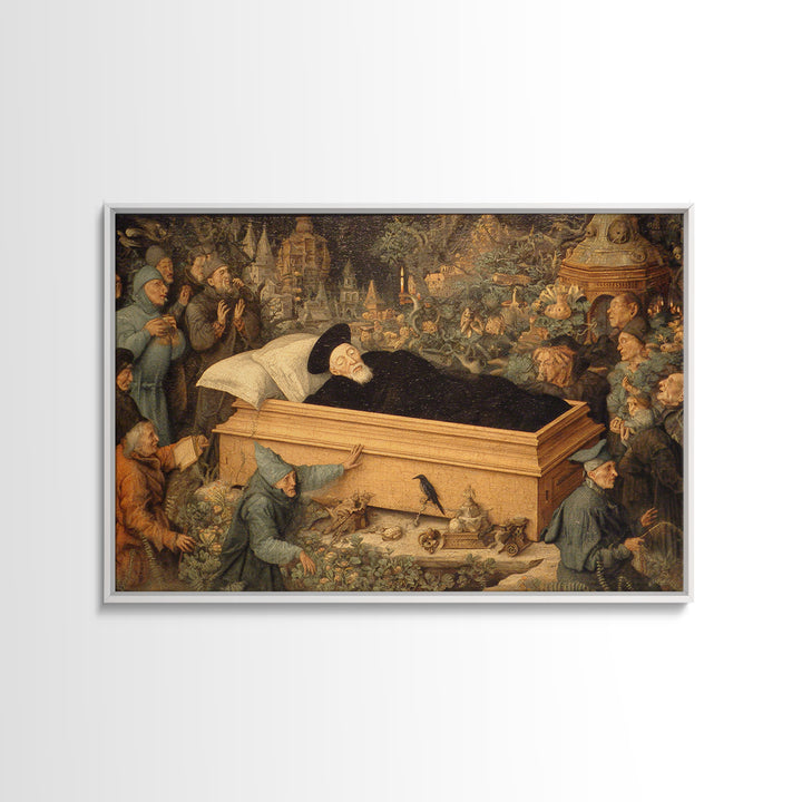 The Coffin Sleeper, Medieval Grotesque Art, Landscape Wall Art, Macabre Wall Art, Framed Canvas Print, Halloween Wall Art