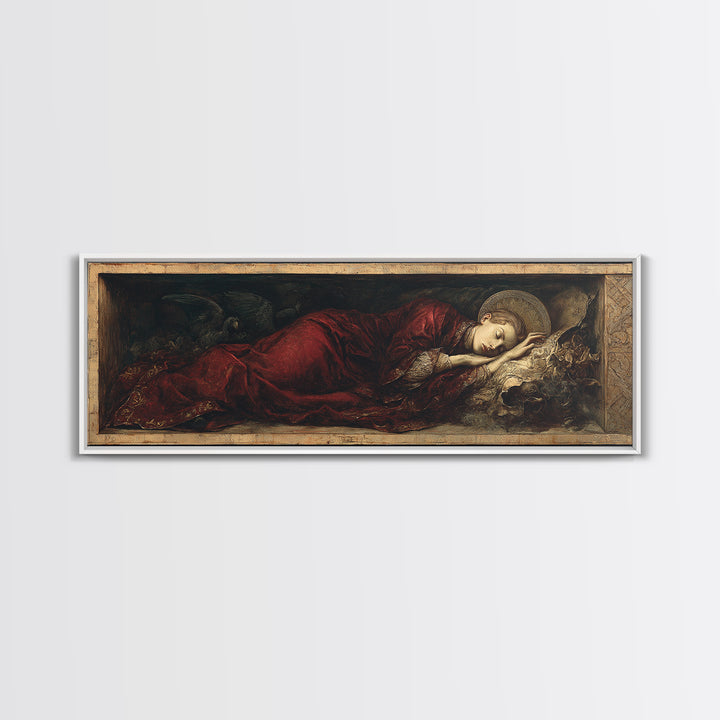 The Coffin Sleeper, Dark Renaissance Art, Extra Wide Wall Art, Gothic Horror Wall Art, Framed Canvas Print, Halloween Wall Art