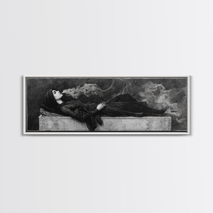 The Coffin Sleeper, Dark Symbolist Art, Extra Wide Wall Art, Gothic Horror Wall Art, Canvas Print, Halloween Wall Art