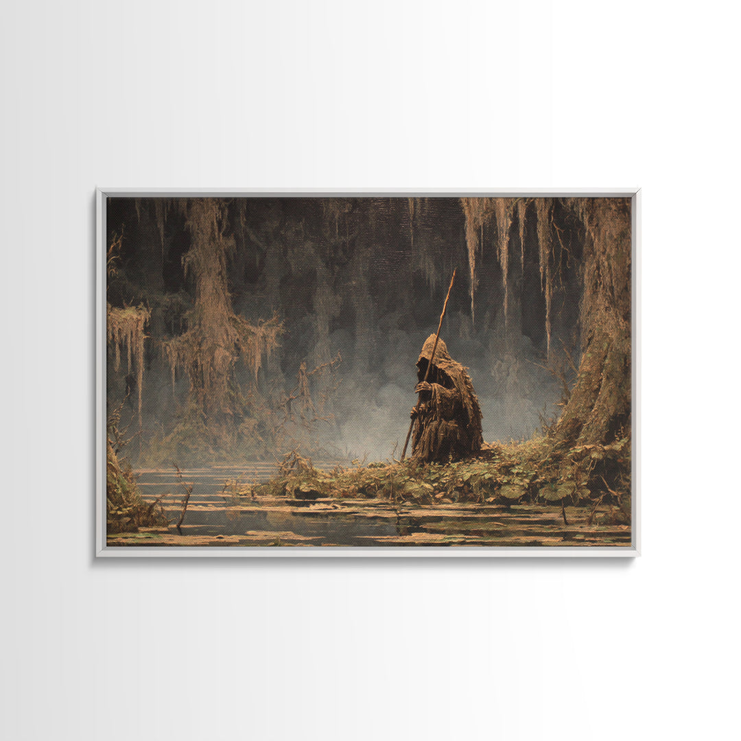 The Swamp Witch, Baroque Witchcraft Art, Landscape Wall Art, Gothic Horror Wall Art, Canvas Print, Halloween Wall Art, Gothic Home Decor