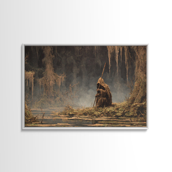The Swamp Witch, Baroque Witchcraft Art, Landscape Wall Art, Gothic Horror Wall Art, Canvas Print, Halloween Wall Art, Gothic Home Decor