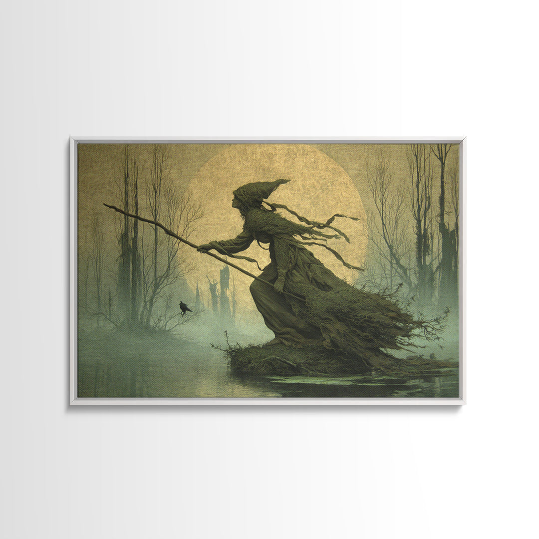 The Swamp Witch, Romantic Gothic Landscape, Landscape Wall Art, Macabre Wall Art, Canvas Print, Halloween Wall Art