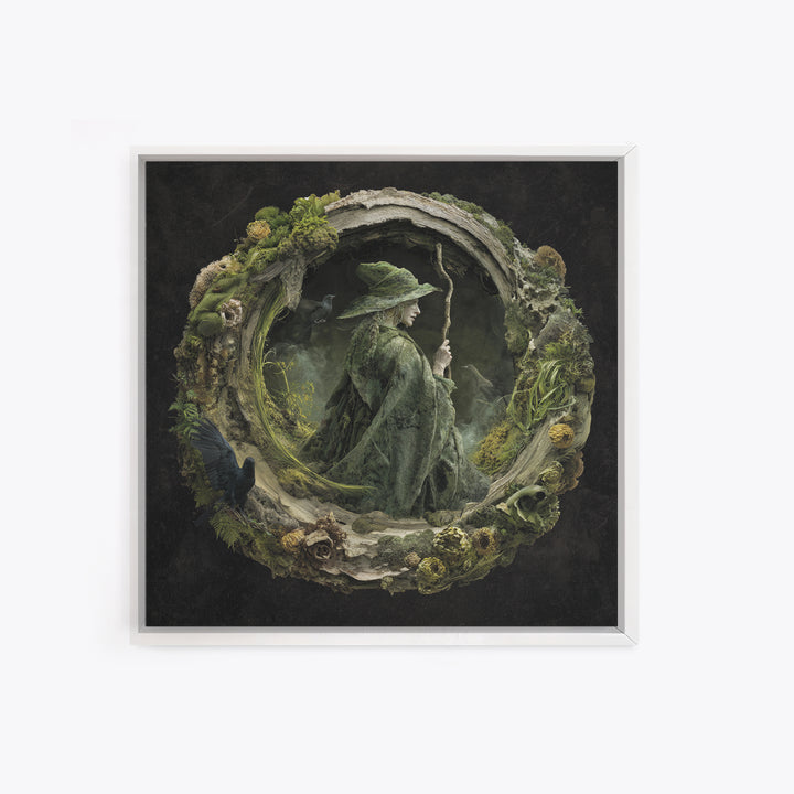 The Swamp Witch, Symbolist Dream Art, Square Wall Art, Dark Fantasy Wall Art, Canvas Print, Halloween Wall Art, Horror Wall Art