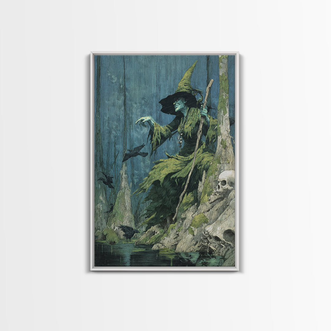 The Swamp Witch, Decadent Gothic Art, Vertical Wall Art, Gothic Horror Wall Art, Canvas Print, Halloween Wall Art