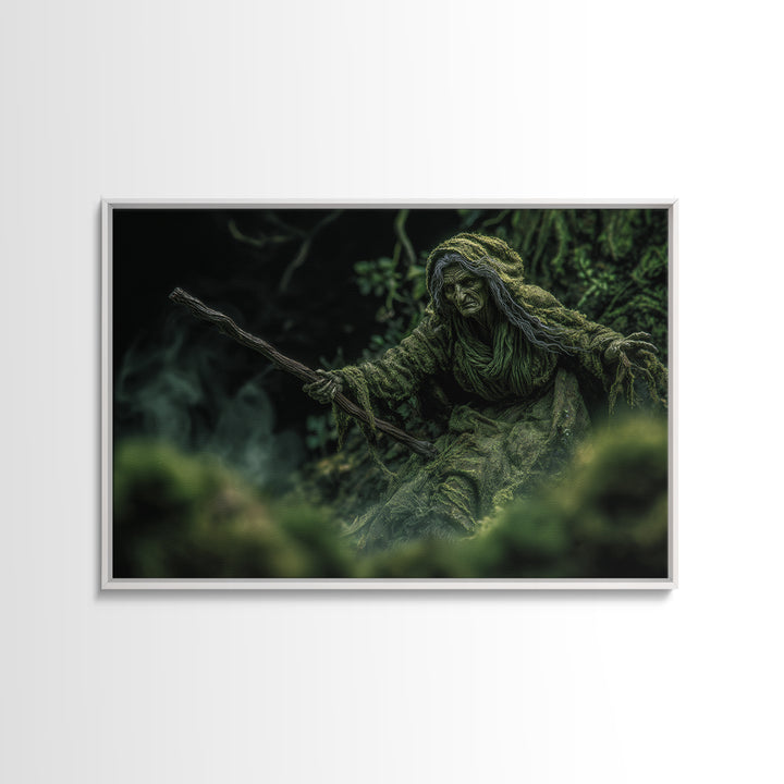 The Swamp Witch, Expressionist Gothic Art, Landscape Wall Art, Dark Fantasy Wall Art, Canvas Print, Halloween Wall Art, Gothic Home Decor
