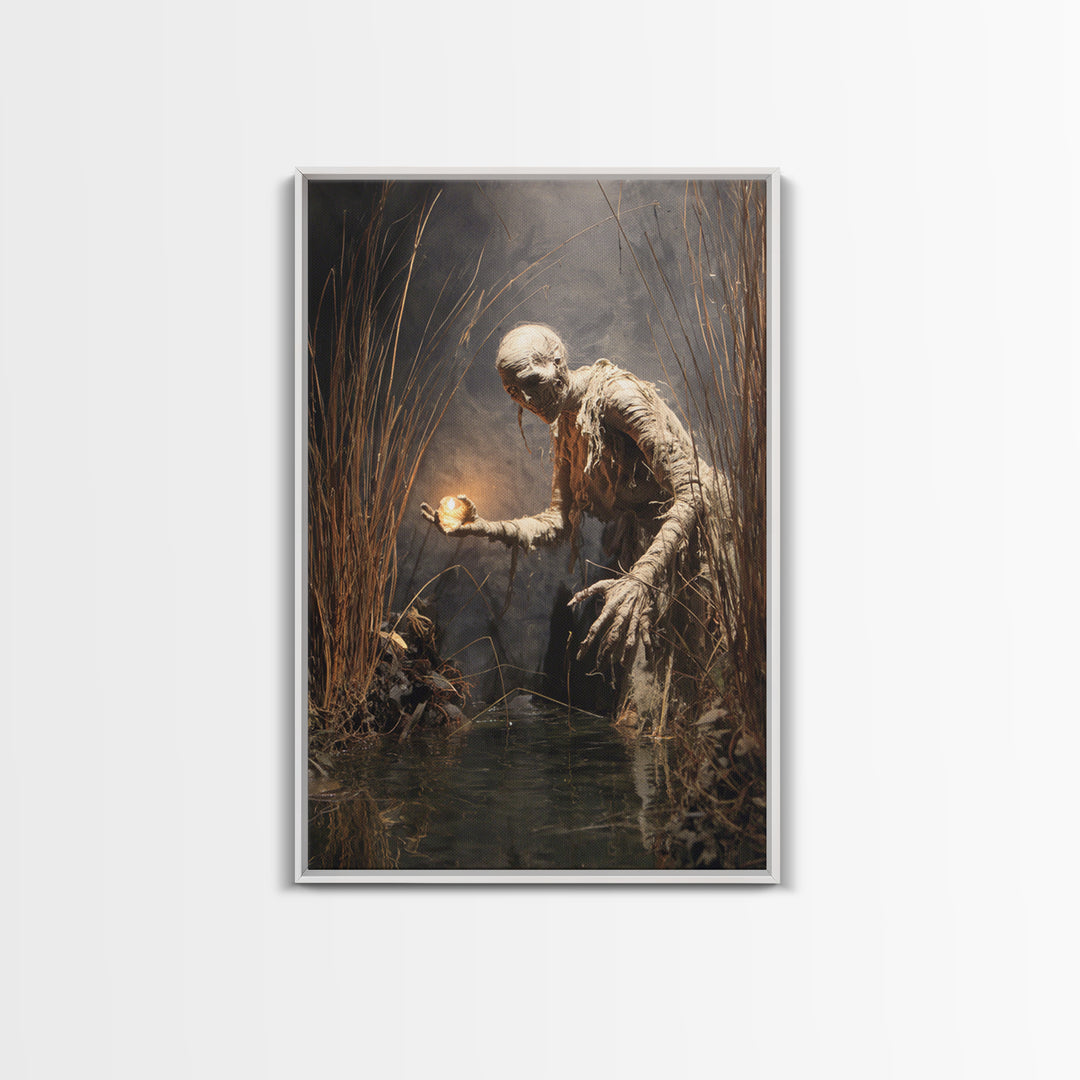 The Bog Mummy, Dark Renaissance Art, Vertical Wall Art, Dark Fantasy Wall Art, Canvas Print, Halloween Wall Art, Dark Fantasy Art
