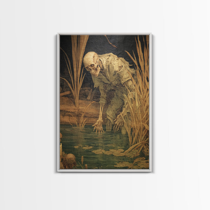 The Bog Mummy, Danse Macabre Art, Vertical Wall Art, Dark Fantasy Wall Art, Canvas Print, Halloween Wall Art