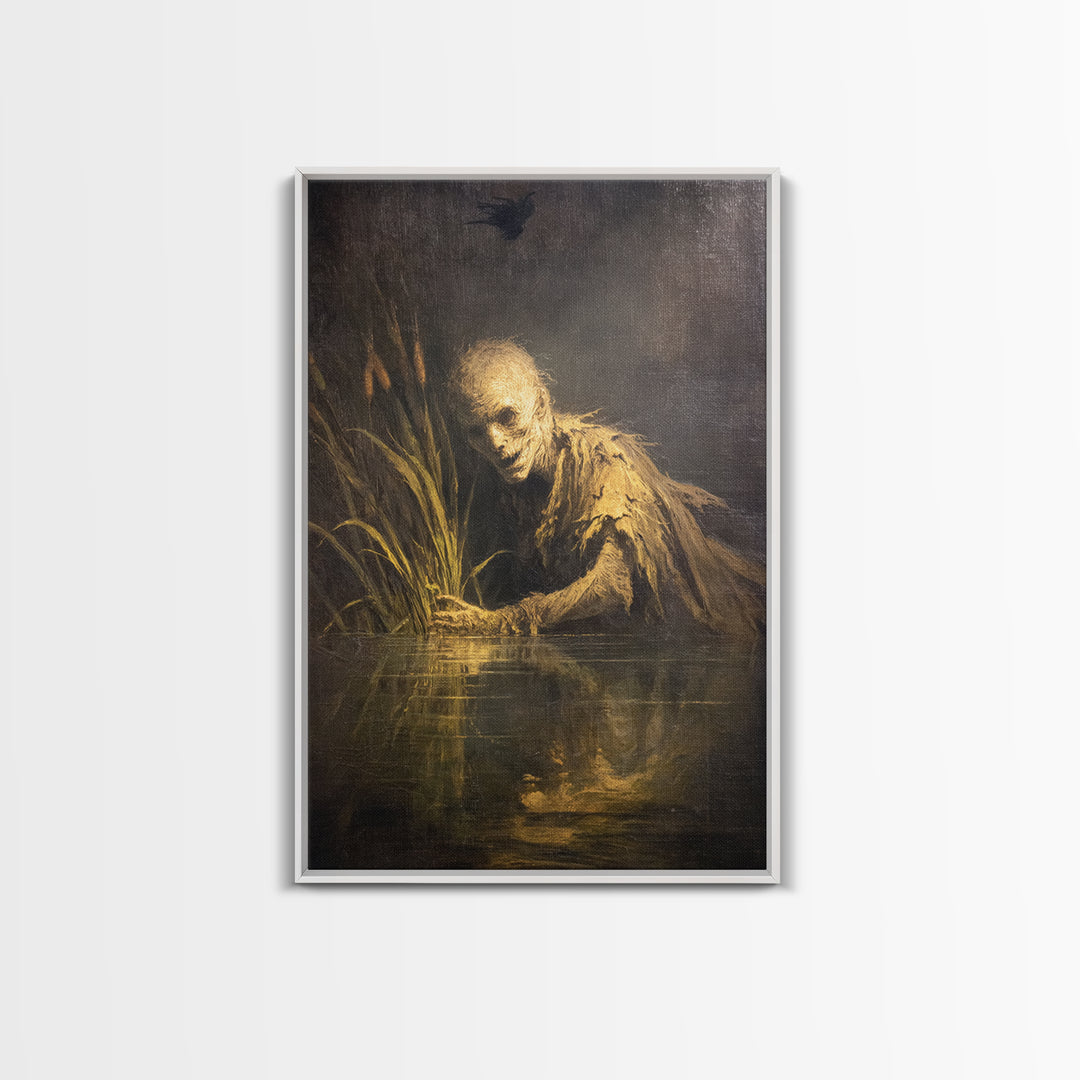 The Bog Mummy, Dark Romantic Horror Art, Vertical Wall Art, Dark Fantasy Wall Art, Canvas Print, Halloween Wall Art, Spooky Wall Decor