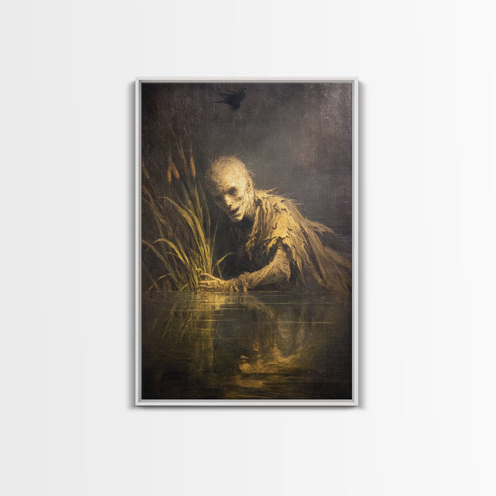 The Bog Mummy, Dark Romantic Horror Art, Vertical Wall Art, Dark Fantasy Wall Art, Canvas Print, Halloween Wall Art, Spooky Wall Decor