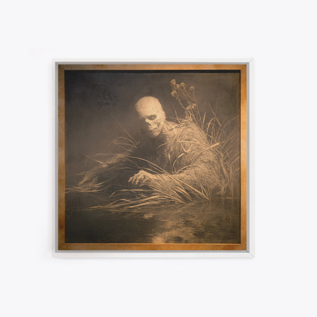The Bog Mummy, Symbolist Dream Art, Square Wall Art, Macabre Wall Art, Canvas Print, Halloween Wall Art, Gothic Home Decor