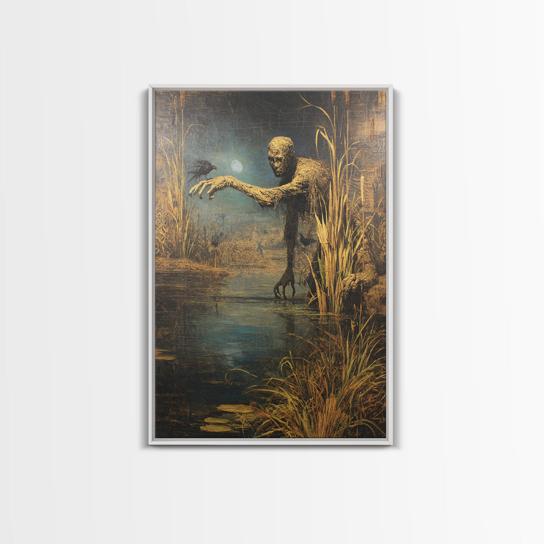 The Bog Mummy, Ornate Symbolist Art, Vertical Wall Art, Dark Halloween Decor, Framed Canvas Print, Halloween Wall Art
